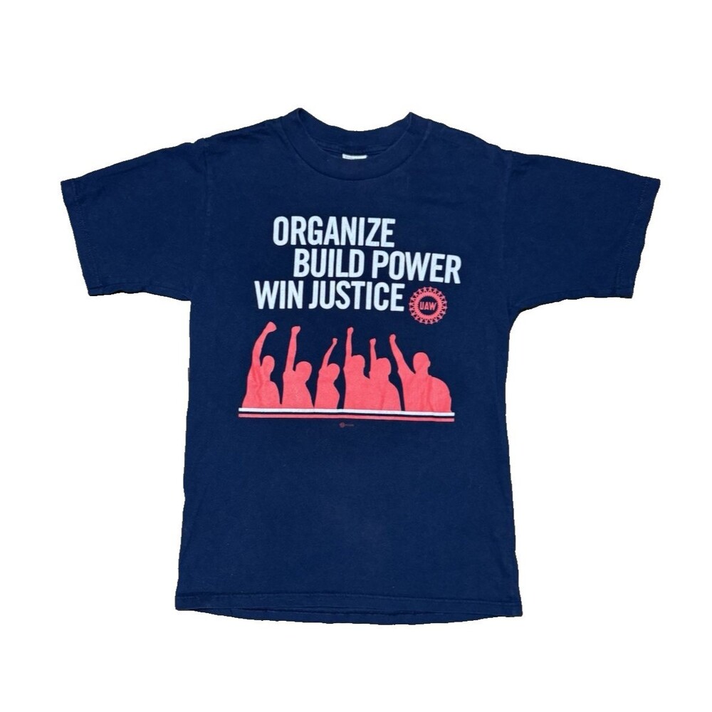 UAW - “Organize - Build Power - Win Justice” - AOP Black Shirt - S - Union Line